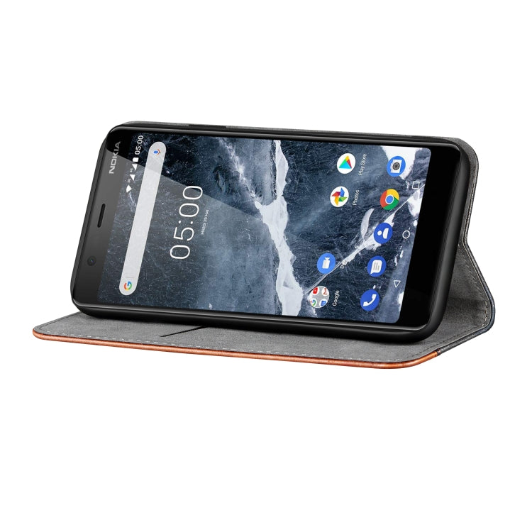 Business Solid Color Stitching Horizontal Flip Leather Case for Nokia 5.1, with Holder & Card Slots & Wallet & Lanyard