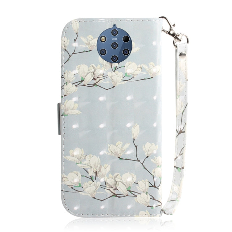 3D Colored Drawing Magnolia Pattern Horizontal Flip Leather Case for Nokia 9, with Holder & Card Slots & Wallet