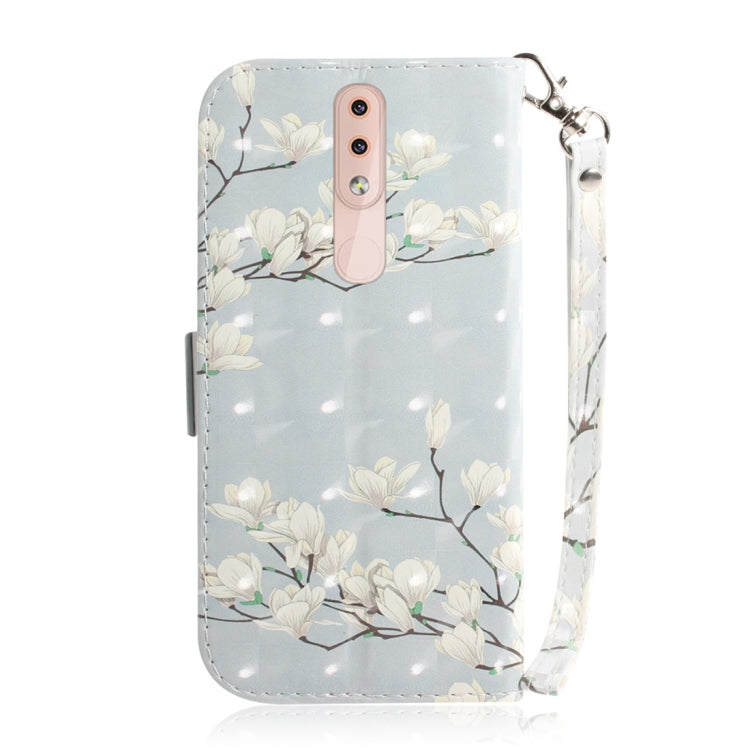 3D Colored Drawing Magnolia Pattern Horizontal Flip Leather Case for Nokia 4.2, with Holder & Card Slots & Wallet