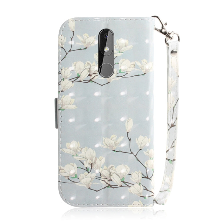 3D Colored Drawing Magnolia Pattern Horizontal Flip Leather Case for Nokia 3.2, with Holder & Card Slots & Wallet