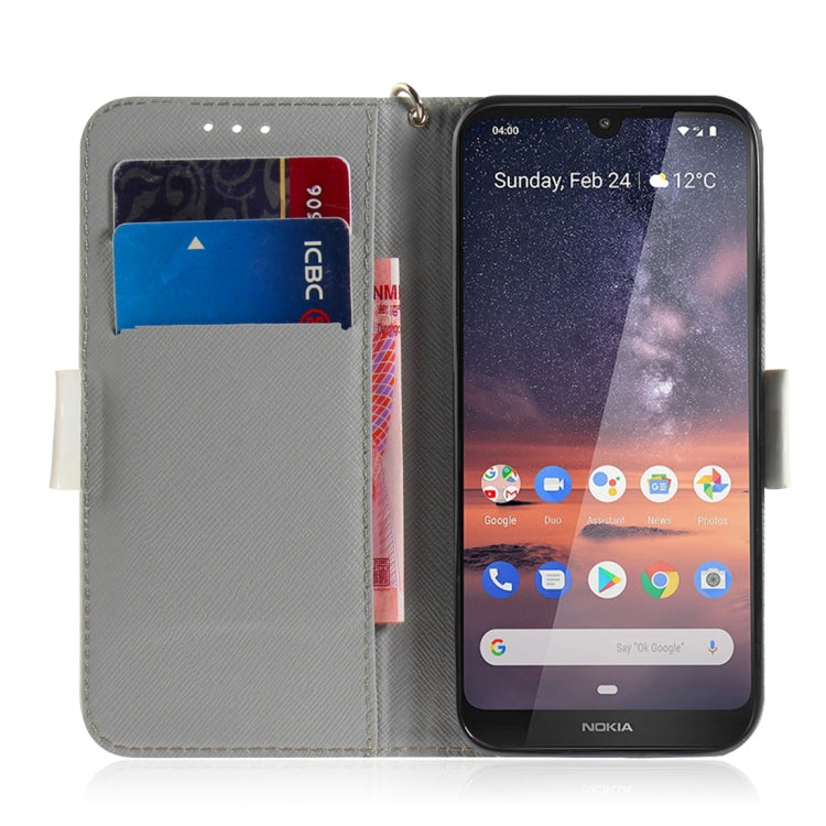3D Colored Drawing Watercolor Flower Pattern Horizontal Flip Leather Case for Nokia 3.2, with Holder & Card Slots & Wallet