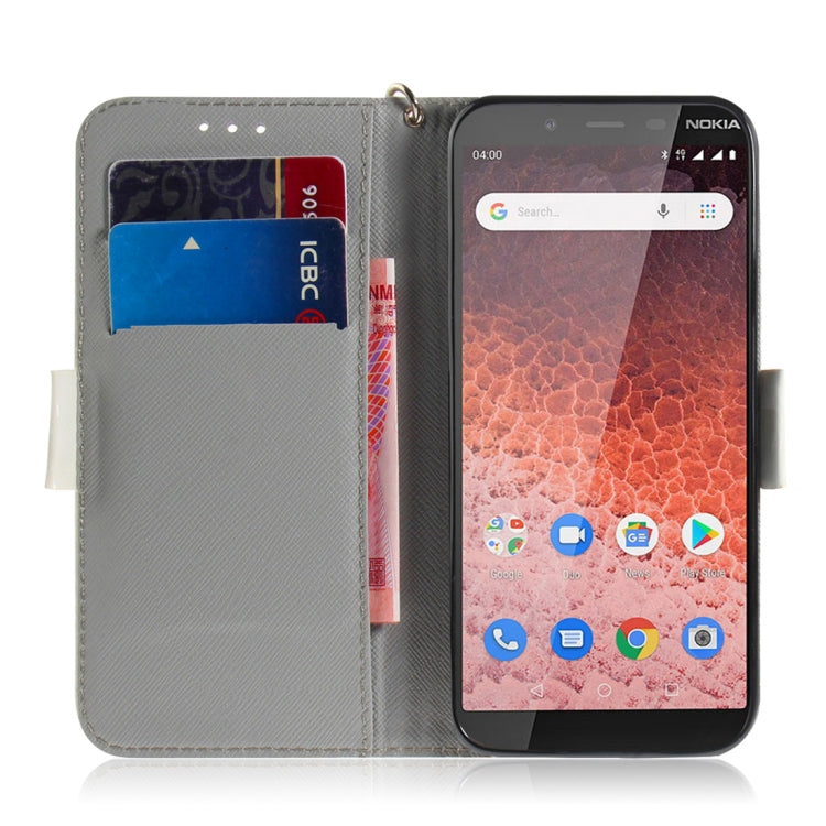 3D Colored Drawing Watercolor Flower Pattern Horizontal Flip Leather Case for Nokia 1 Plus, with Holder & Card Slots & Wallet