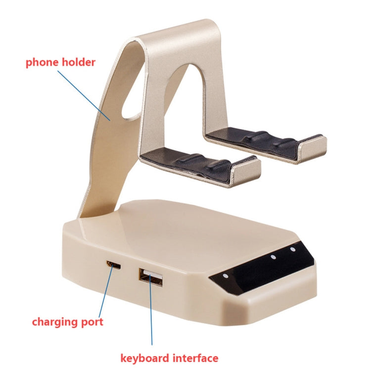D9 Bluetooth 4.0 Portable Gamepad Keyboard Mouse Converter Station with Mobile Phone Holder(Beige)