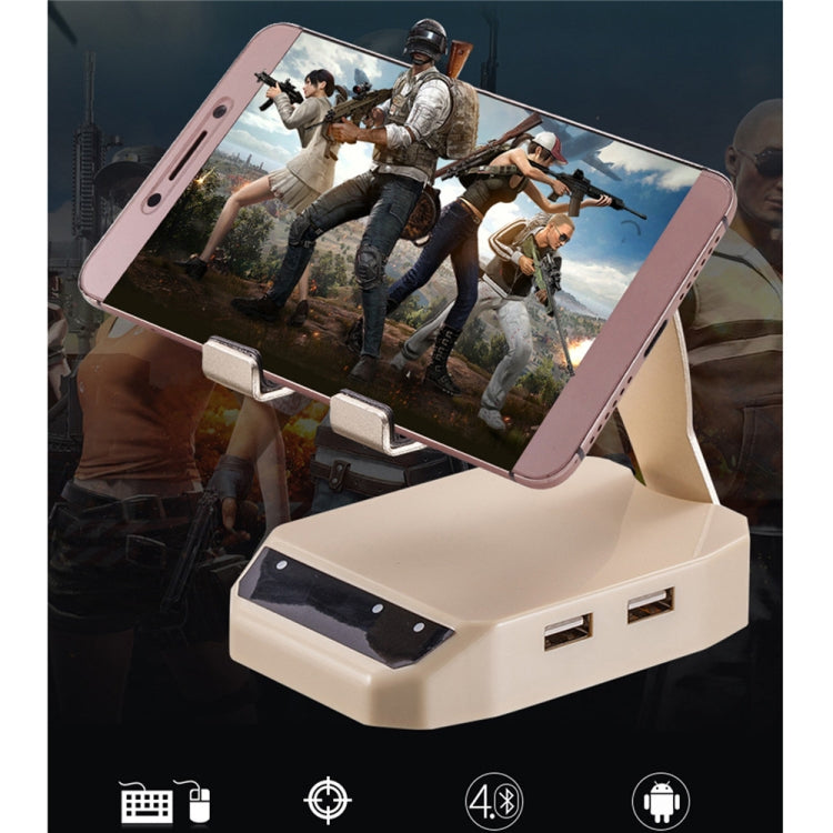 D9 Bluetooth 4.0 Portable Gamepad Keyboard Mouse Converter Station with Mobile Phone Holder(Beige)