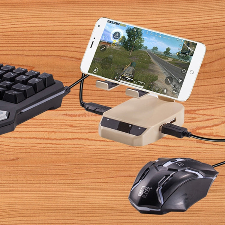 D9 Bluetooth 4.0 Portable Gamepad Keyboard Mouse Converter Station with Mobile Phone Holder(Beige)