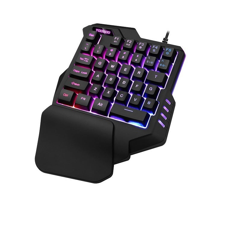 G92 Single Hand Monochromatic Rainbow Lights Game Keyboard Phone Game Auxiliary Tool(Black)