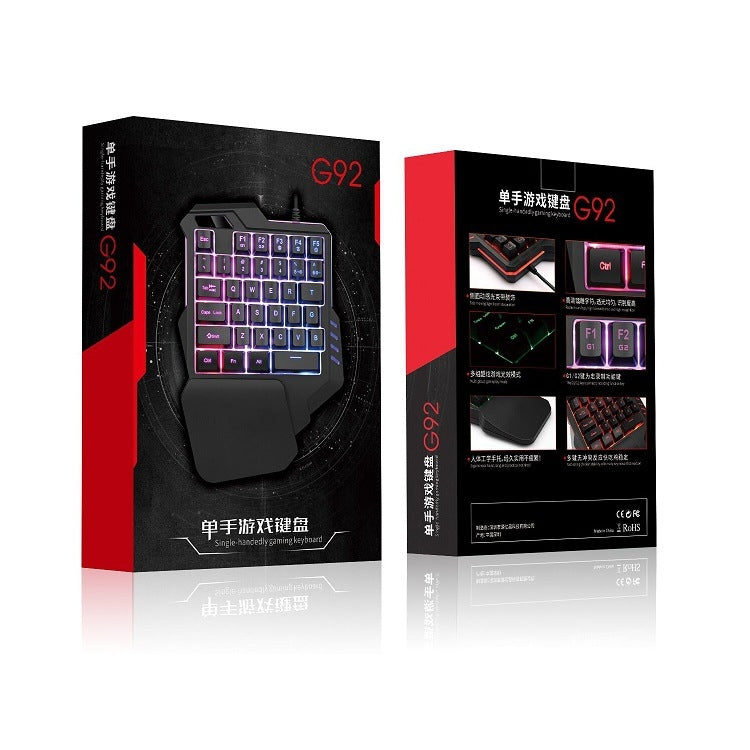 G92 Single Hand Monochromatic Rainbow Lights Game Keyboard Phone Game Auxiliary Tool(Black)