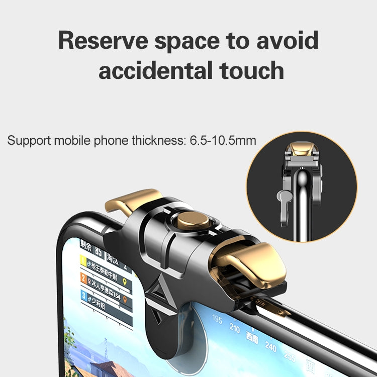 Taurus MK-1 Aluminum Alloy Adjustable Snap-type Four-finger Linkage Mechanical Press Shooting Game Handle for Mobile Phones within The Thickness of 6.5-10.5mm, Compatible with IOS & Android System