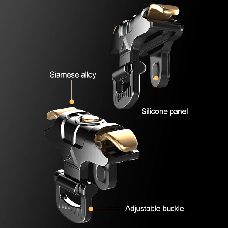 Taurus MK-1 Aluminum Alloy Adjustable Snap-type Four-finger Linkage Mechanical Press Shooting Game Handle for Mobile Phones within The Thickness of 6.5-10.5mm, Compatible with IOS & Android System
