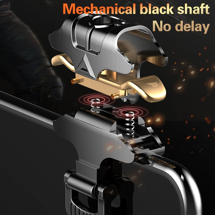 Taurus MK-1 Aluminum Alloy Adjustable Snap-type Four-finger Linkage Mechanical Press Shooting Game Handle for Mobile Phones within The Thickness of 6.5-10.5mm, Compatible with IOS & Android System
