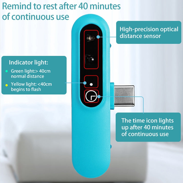 E1 USB-C / Type-C Interface Phones / Tablet PCs Screen Distance Reminder Children Learning Time Reminder, Support Sound & Light Remind, Remind Distance: About 40cm