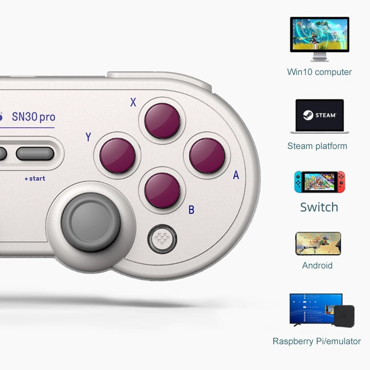 8BitDo SN30 Pro Bluetooth Gamepad Hall Version for Switch / Steam / PC / Android  - White