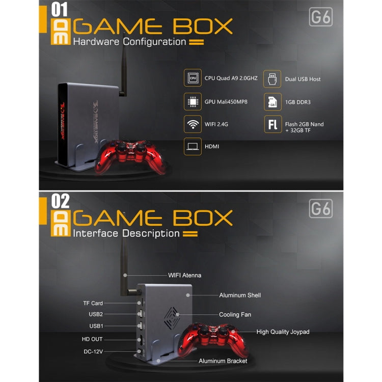 Goldensky G6 2.4G WiFi Game Console 3D Games 2418 Classic Games Console with Controller for Family TV Retro Game