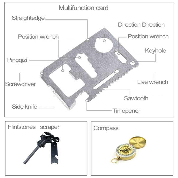 9 in 1 / Set Outdoor Camping Survival Multi-function Tool Box SOS Travel Tools