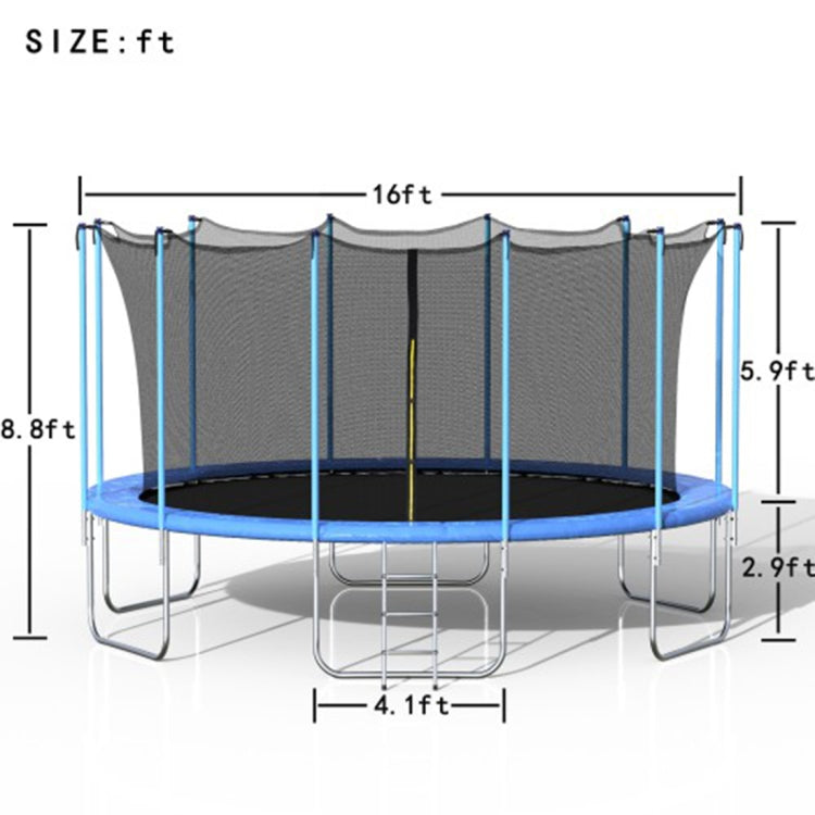 [US Warehouse] 16FT Outdoor Activity Round Trampoline Bouncing Bed with Safety Fence / Ladder / Spring Cover Padding
