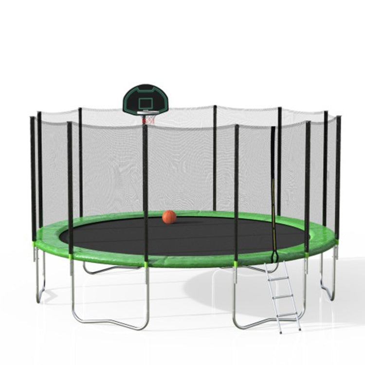 [US Warehouse] 16FT Outdoor Activity Round Trampoline Bouncing Bed with Safety Fence / Ladder / Spring Cover Padding / Basketball Hoop