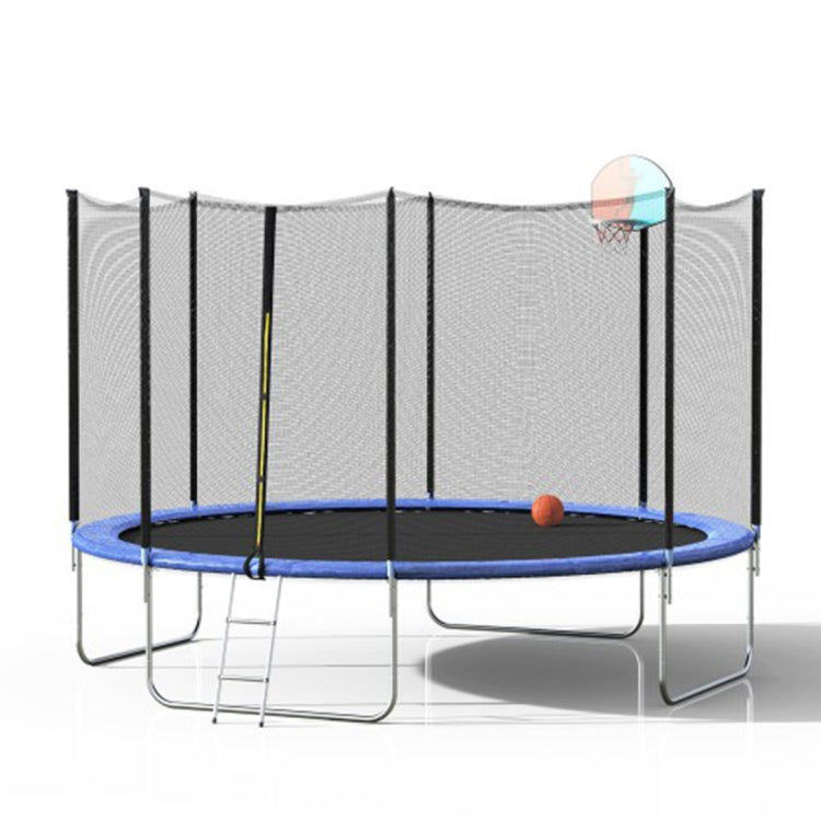 [US Warehouse] 12FT Outdoor Activity Round Trampoline Bouncing Bed with Safety Fence / Ladder / Spring Cover Padding / Basketball Hoop
