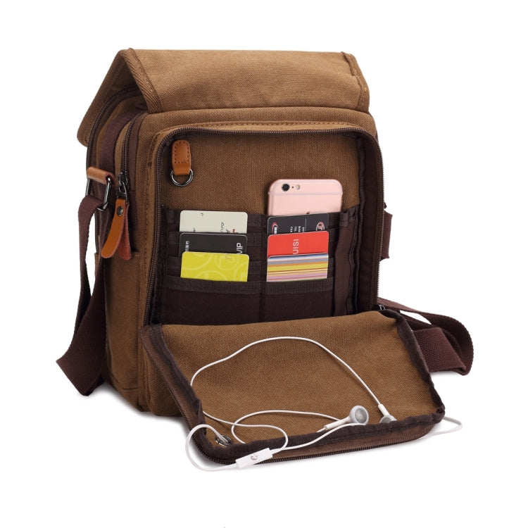 Multifunction Canvas Men Messenger Bags Travel Crossbody Shoulder Business Briefcase Tablet Bag Hand Bag, Size: 26x22x7.5cm