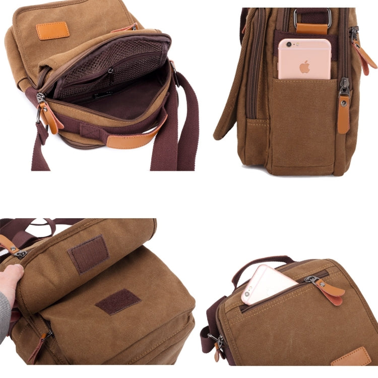 Multifunction Canvas Men Messenger Bags Travel Crossbody Shoulder Business Briefcase Tablet Bag Hand Bag, Size: 26x22x7.5cm