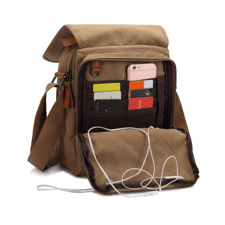 Multifunction Canvas Men Messenger Bags Travel Crossbody Shoulder Business Briefcase Tablet Bag Hand Bag, Size: 26x22x7.5cm