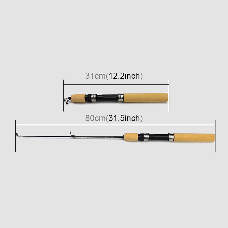 31cm Portable Ice Fishing Rod Shrimp Rod Lure Rod Fishing Gear Fittings , Extension Length : 80 cm