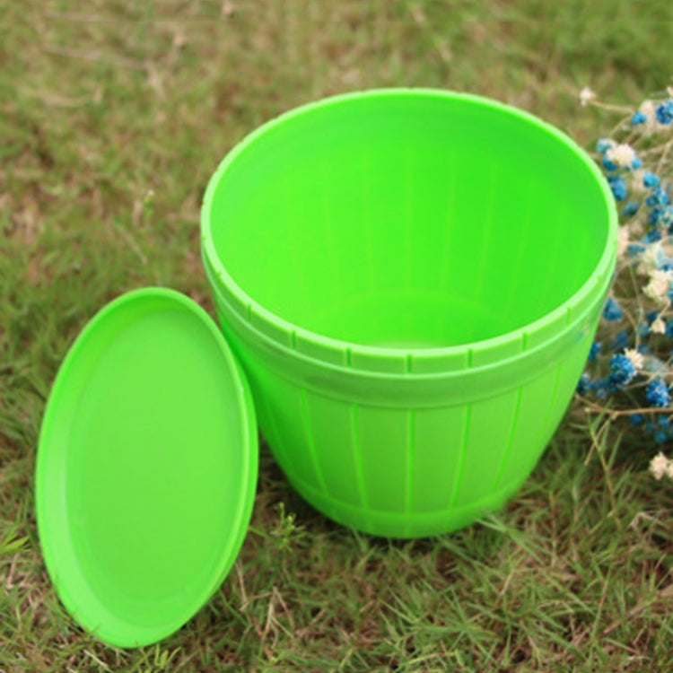 10 PCS Imitation Wooden Barrel Plastic Resin Flower Pot with Tray, Top Diameter: 13cm, Height: 11.5cm