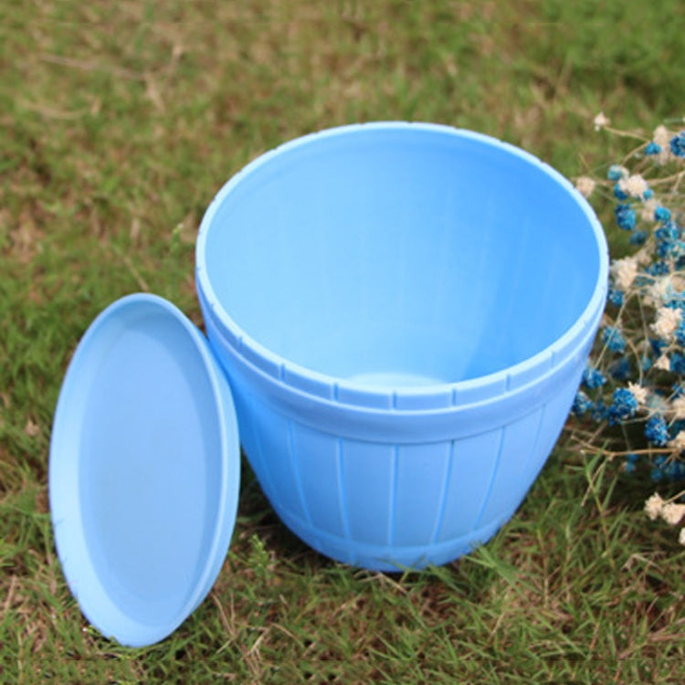 10 PCS Imitation Wooden Barrel Plastic Resin Flower Pot with Tray, Top Diameter: 13cm, Height: 11.5cm