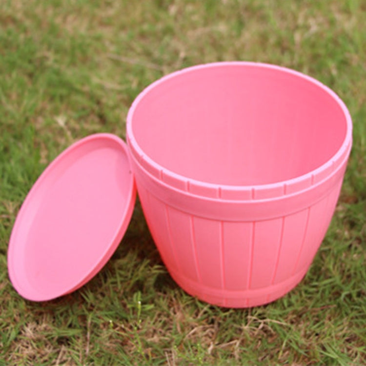 10 PCS Imitation Wooden Barrel Plastic Resin Flower Pot with Tray, Top Diameter: 16cm, Height: 13.5cm