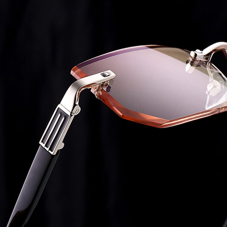Men Anti Fatigue & Blue-ray Rimless Rhinestone Trimmed Presbyopic Glasses, +2.50D