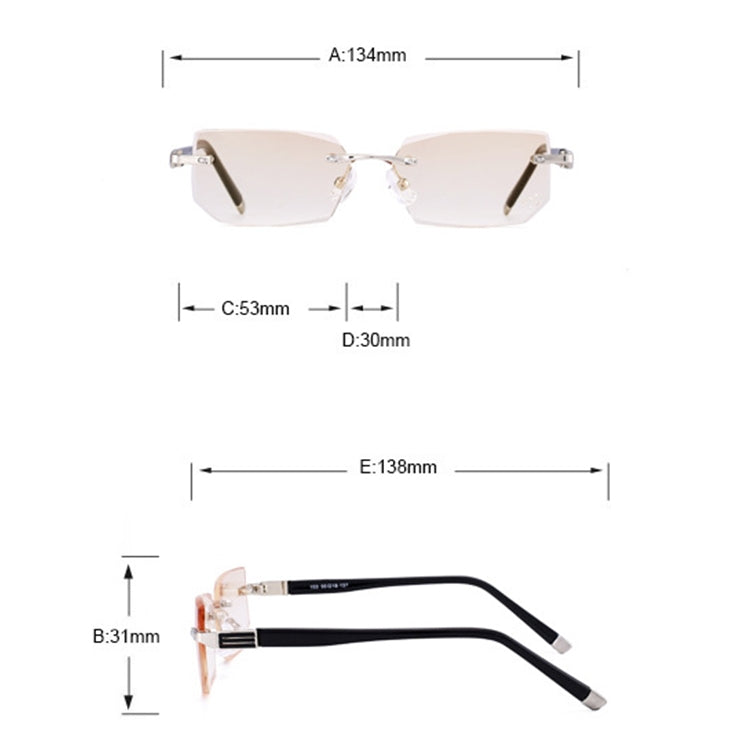 Men Anti Fatigue & Blue-ray Rimless Rhinestone Trimmed Presbyopic Glasses, +3.50D