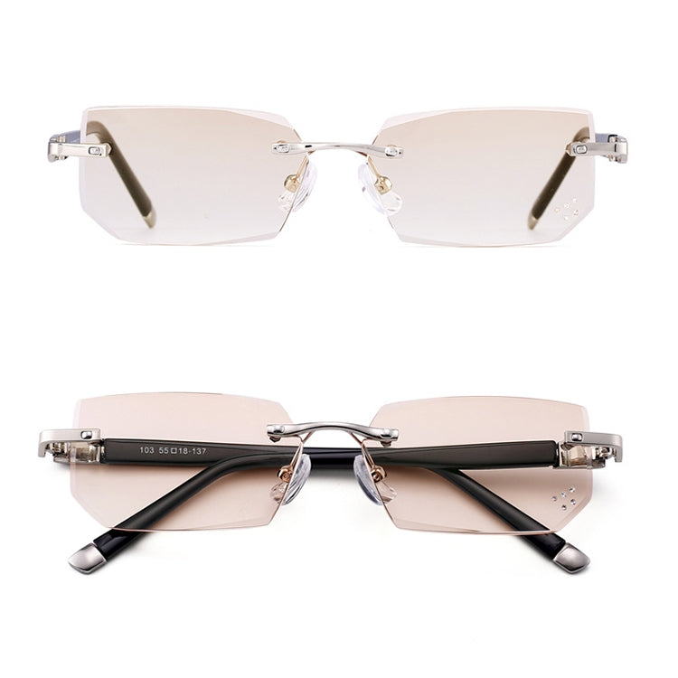 Men Anti Fatigue & Blue-ray Rimless Rhinestone Trimmed Presbyopic Glasses, +3.50D