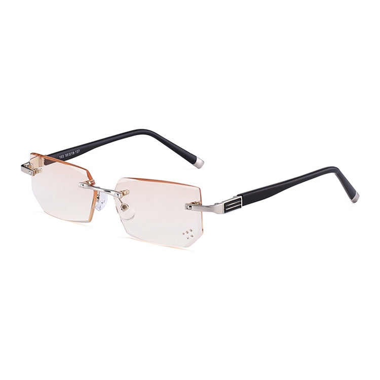 Men Anti Fatigue & Blue-ray Rimless Rhinestone Trimmed Presbyopic Glasses, +4.00D