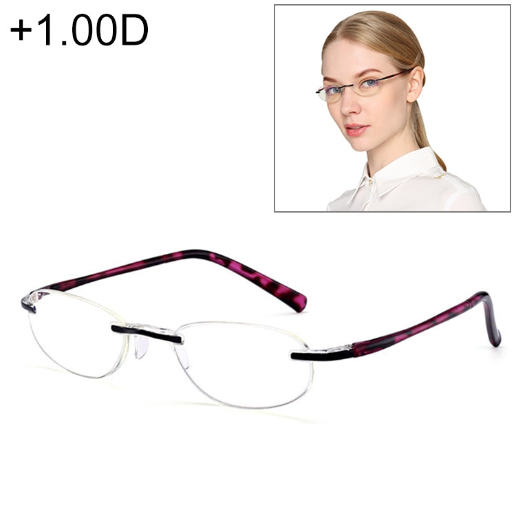 Women Anti Blue-ray Integrated Rimless Presbyopic Glasses, +1.00D