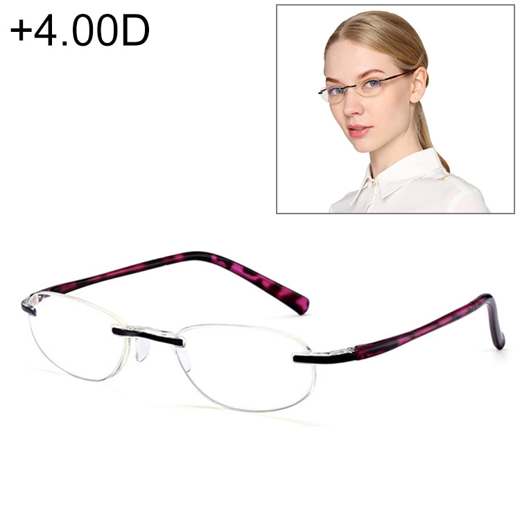 Women Anti Blue-ray Integrated Rimless Presbyopic Glasses, +4.00D