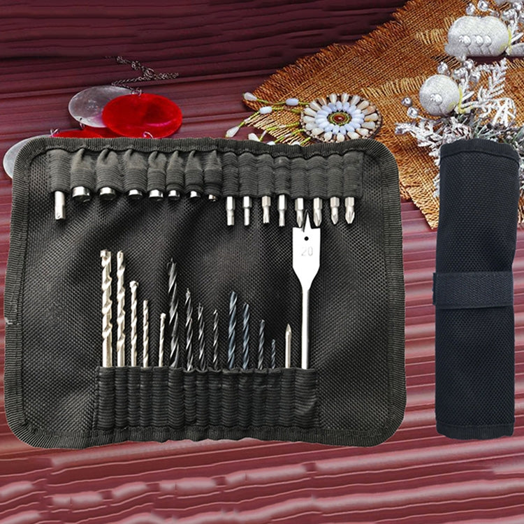 31 in1 Drill and Screwdriver Bit Set Industrial Spade Paddle Flat Wood Woodworking Boring Drill Bits with Portable Bag