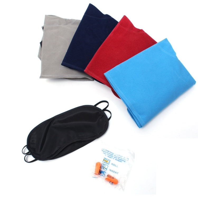 2 PCS 3 in 1 Outdoor Travel PVC Flocking Inflatable U-Pillow & Car Travel Soundproof Earbuds & Blackout Blind Set, Random Color Delivery