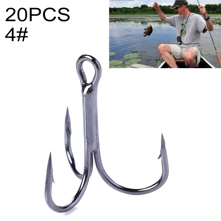 20 PCS Classic Black High Carbon Steel Fishing Three-jaw Treble Hooks