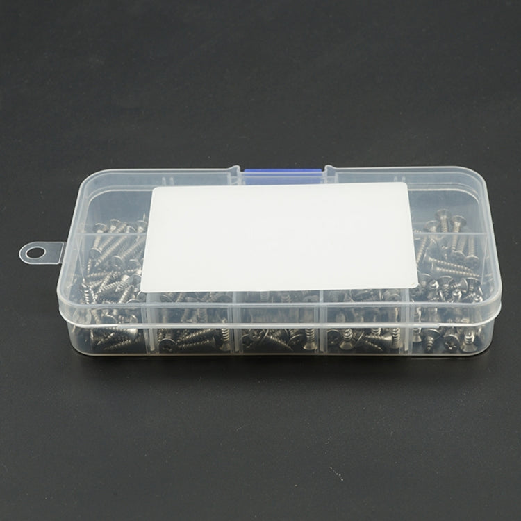 200 PCS M3 Stainless Steel 304 Countersunk Flat Head Tapping Screw Combination Set