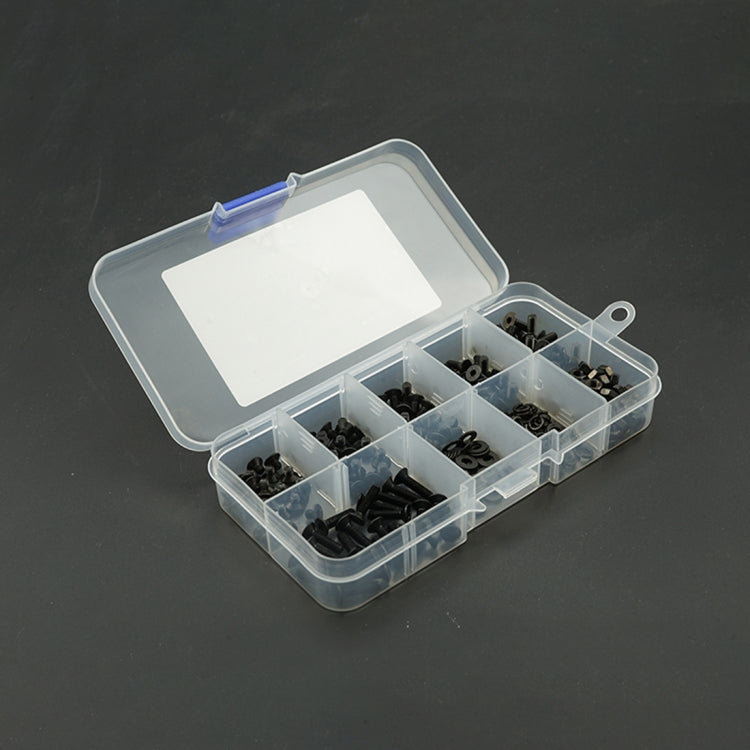 300 PCS M3/M4/M5/M6/M8/M10/M12 Countersunk Head Hexagonal Screw Nut Flat Mat Spring Lock Washers Combination Set (Black)