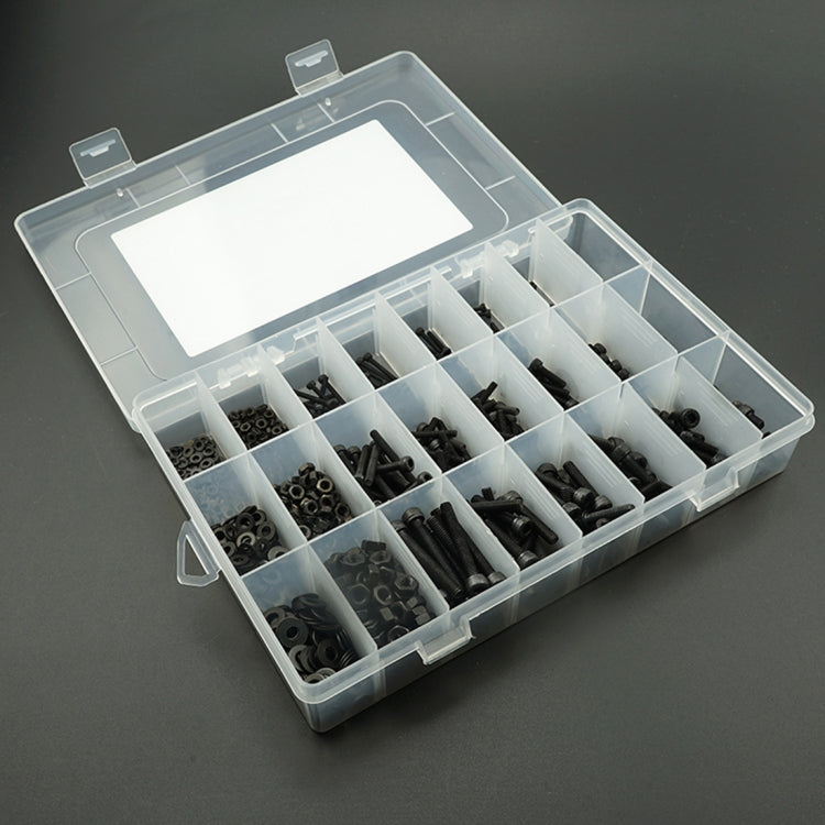 1080 PCS M2 / M3 / M4 Stainless Steel Cup Head Hex Socket Screws Nut Flat Mat Combination Set(Black)