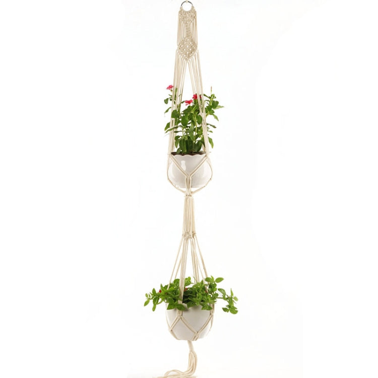 Double-deck O Type Macrame Hanging Flower Pots Decoration Indoor Outdoor Braided Rope Hanging Planter Plant Holder