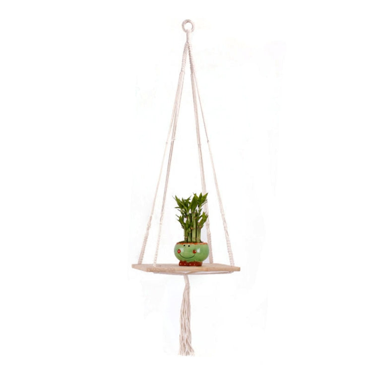 Macrame Hanging Flower Pots Decoration Indoor Outdoor Braided Rope Hanging Planter Plant Holder with Wooden Board
