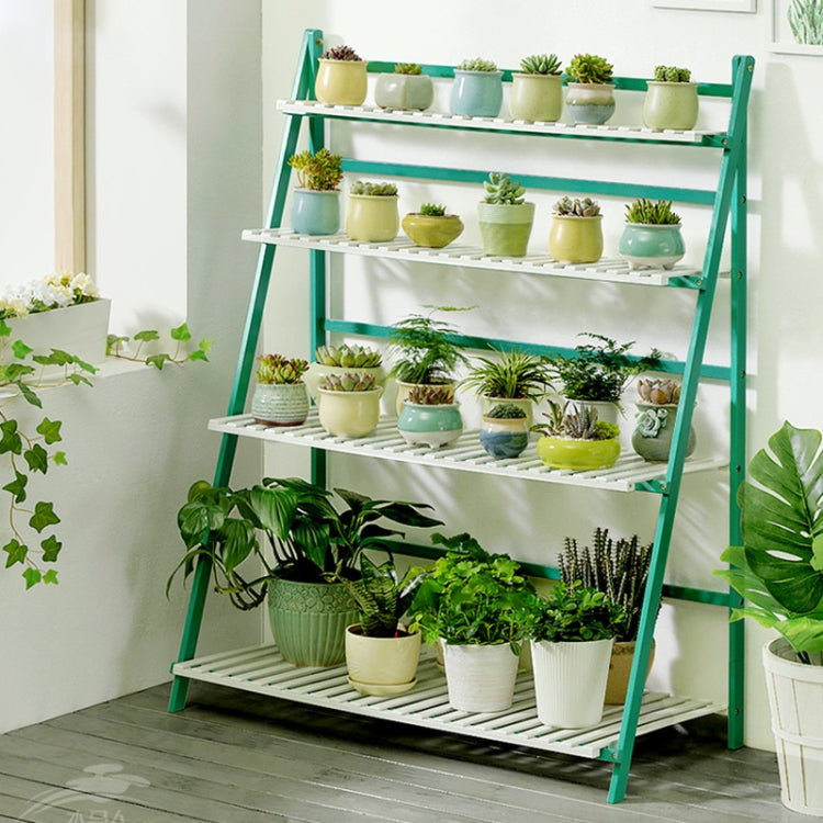 Bamboo 4-Tier Hanging Plant Stand Planter Shelves Flower Pot Storage Rack Folding Display Shelving Plants Shelf, Width: 100cm