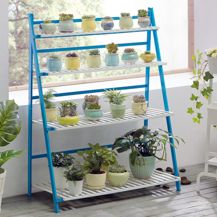 Bamboo 4-Tier Hanging Plant Stand Planter Shelves Flower Pot Storage Rack Folding Display Shelving Plants Shelf, Width: 100cm