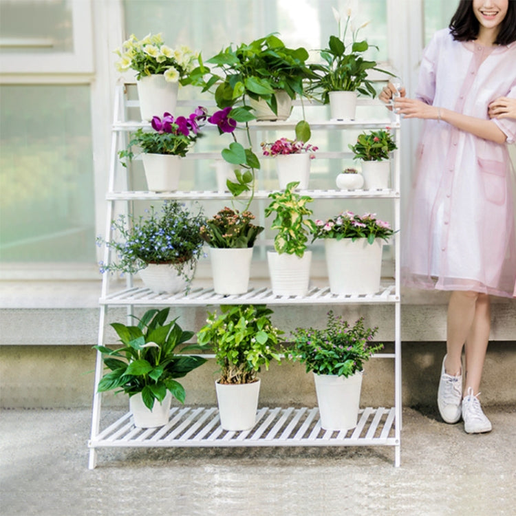 Bamboo 4-Tier Hanging Plant Stand Planter Shelves Flower Pot Storage Rack Folding Display Shelving Plants Shelf, Width: 100cm