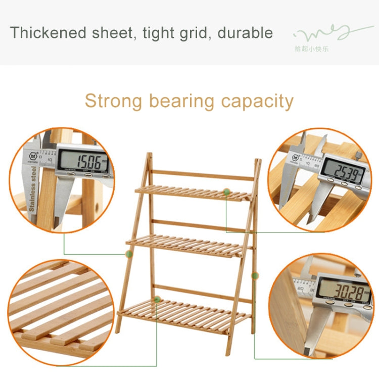 Bamboo 4-Tier Hanging Plant Stand Planter Shelves Flower Pot Storage Rack Folding Display Shelving Plants Shelf, Width: 100cm