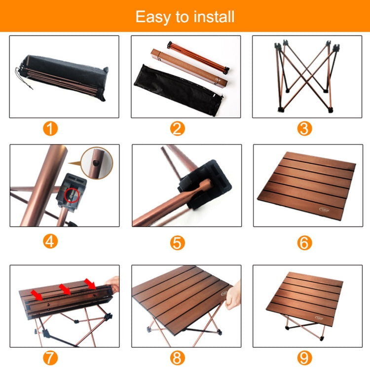 Outdoor Camping Portable Light Folding Table  Aviation Aluminum Picnic Barbecue Table M Size:56x40.5x40.5cm