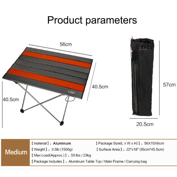 Outdoor Camping Portable Light Folding Table  Aviation Aluminum Picnic Barbecue Table M Size:56x40.5x40.5cm