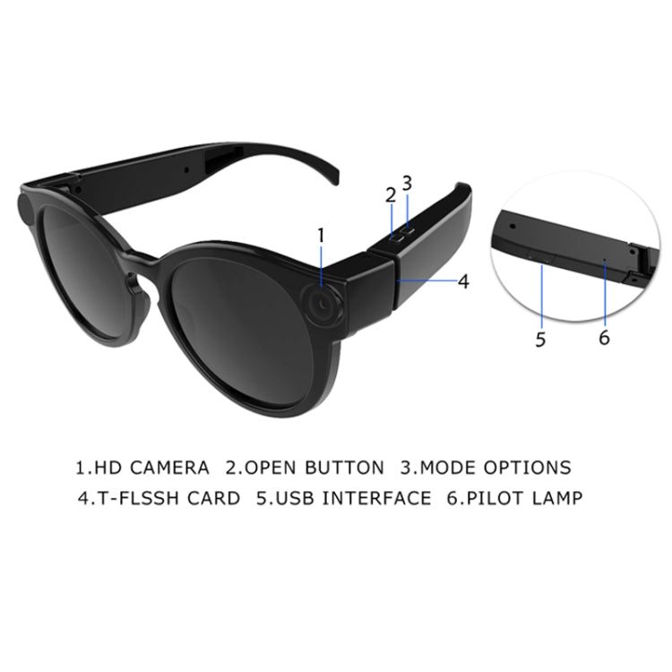 K11 Smart WIFI Glasses, Support 155 degrees Wide-angle & TF Card & USB & Indicator Light