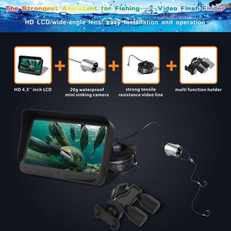 X3 4.3 inch Color LCD Screen 2.0MP Camera Visual Fish Finder with Night Vision LED Light & 30m Video Cable